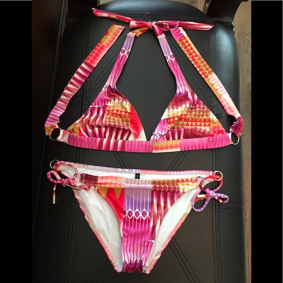 Radio Fiji Other - Radio Fiji Halter Top Side Tie Bottom Geometric Pattern Two Piece Bikini